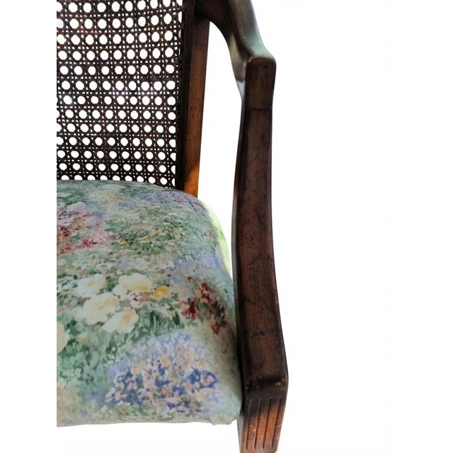 French Provincial Vintage Traditional Cane Barrel Back Accent Armchair For Sale - Image 3 of 12