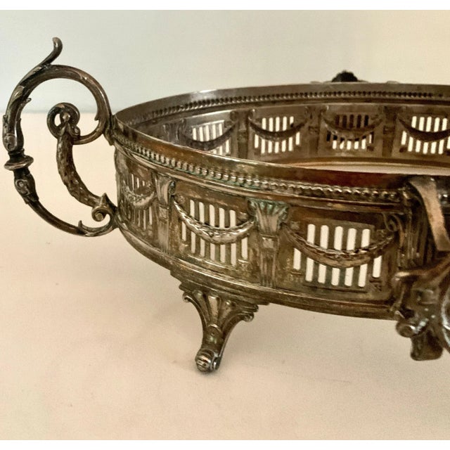 Late 19th Century Silver Plate Wide Gallery Handled Oval Tray For Sale - Image 4 of 11