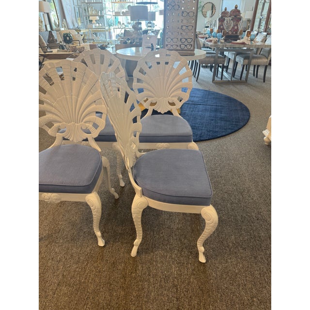 Late 20th Century Set of 4 Vintage Regency Cast Aluminum Grotto Chairs For Sale - Image 5 of 6