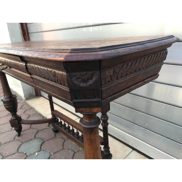 Art Nouveau Console with Drawer in Solid Oak, 1920s For Sale - Image 18 of 18