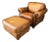 Brown Leather Club Chair and Ottoman For Sale