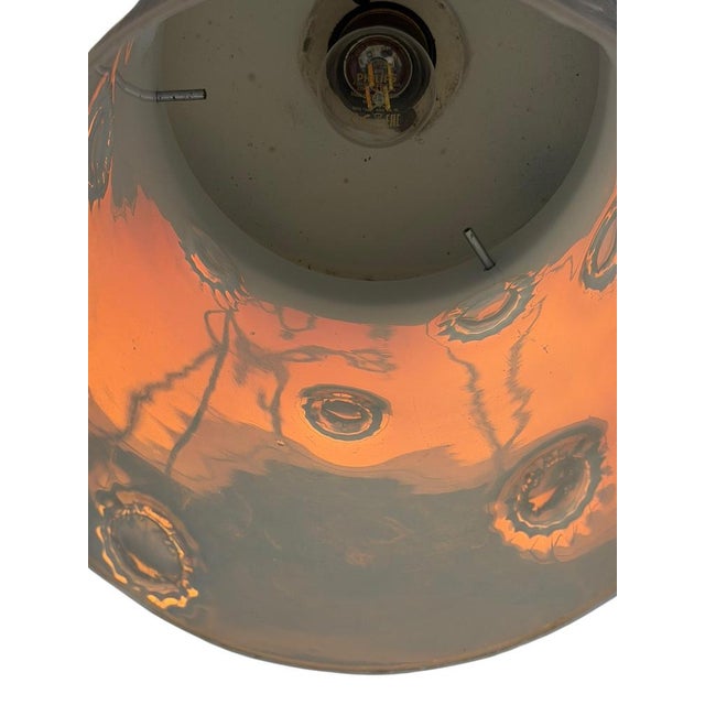 Metal Mid-Century Modern Murano Pendant Lamp in Bronze and Milk Glass, 1960s For Sale - Image 7 of 13