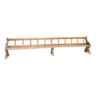 Antique Large French Oak Hall Bench For Sale