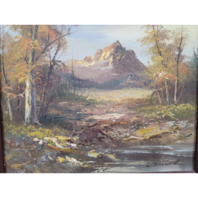 Textile Mid 20th Century Mountain Landscape Oil Painting For Sale - Image 7 of 8