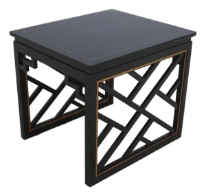 Kindel Varney & Sons Black Lacquered Trellis Lamp Table