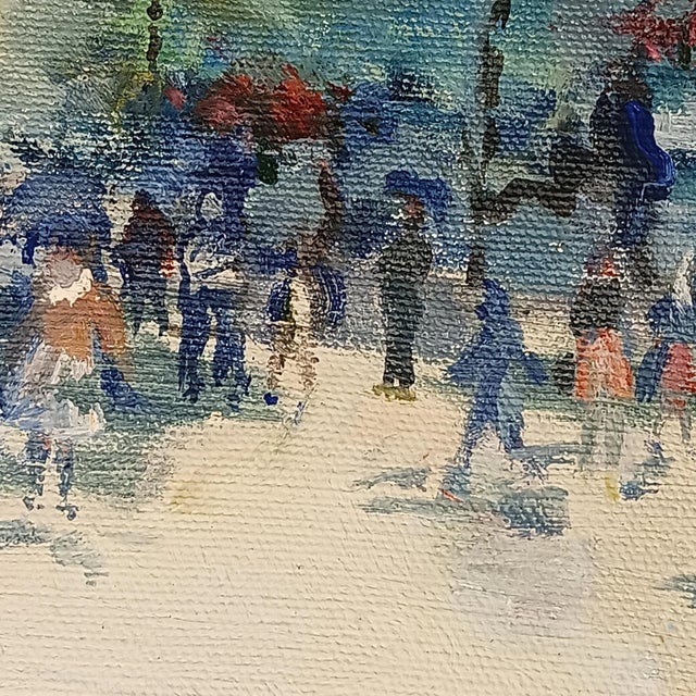 VTG Street Scene #2 Impressonist Painting Purple Velvet Matt Silver Frame 1978 For Sale In Austin - Image 6 of 15