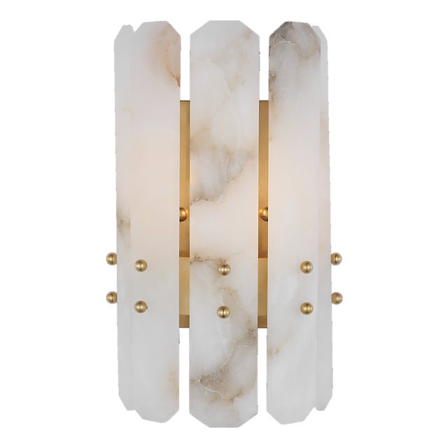 AERIN for Visual Comfort Signature Bonnington Wall Sconce in Hand-Rubbed Antique Brass with Alabaster For Sale