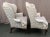 English 1980s Pair of Hickory Wing Back Chairs in Pastel Check Weave Fabric For Sale - Image 3 of 10