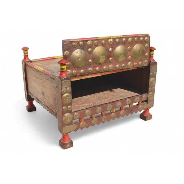 Very rare Antique solid wood orient tea table side table from Afghanistan with secret compartment and decorated with...