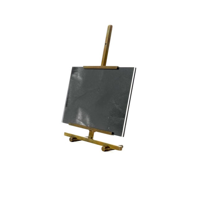 Hollywood Regency Brass Easel Shaped Picture Frame, Montagnani Italy 1970s For Sale - Image 4 of 10