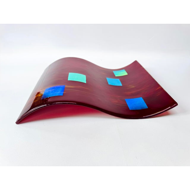 Postmodern Fused Glass Wall Sculpture, Red Dichroic Art Glass For Sale - Image 4 of 10