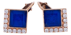 Vintage Doves by Doron Paloma Diamond Quartz Over Lapis Earrings in 18k Rose Gold