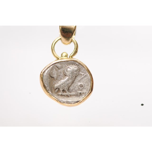 An Owl Drachm [Coin] Pendant, Circa 404 Bc, W/ 18k Trim & Bail For Sale - Image 12 of 12