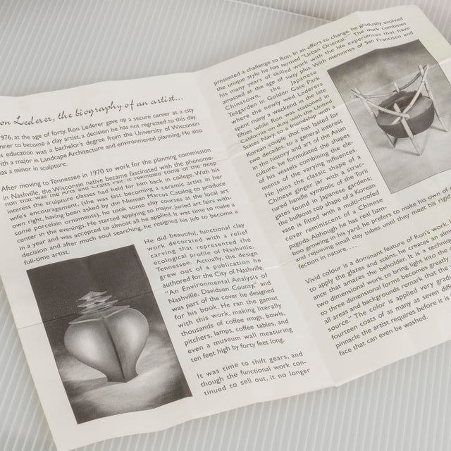 Ceramic Ron Lederer Urban Oriental Stoneware Vase Sculpture Forrest Valley Pottery Tn For Sale - Image 7 of 11