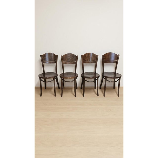 Vintage Ton Wooden Dining Chairs, 1940s, Set of 4 For Sale - Image 9 of 16
