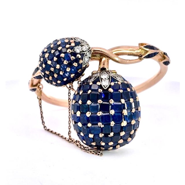 1960s Rose Gold Bypass Watch With 22ct Sapphire and Diamond Clusters, Uk For Sale In Los Angeles - Image 6 of 11