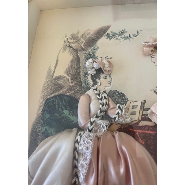 Pink Early 20th Century French Antique La Mode Illustree Shadow Boxes For Sale - Image 8 of 12