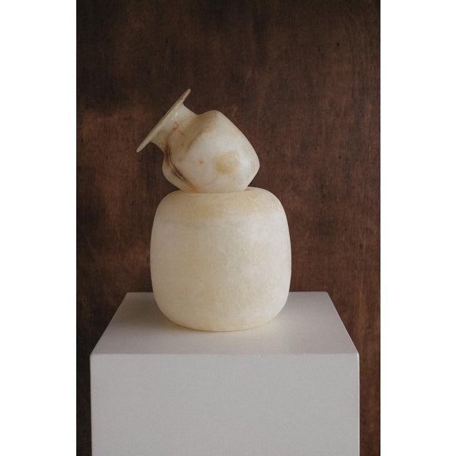 Hand-Carved Egyptian Alabaster Vase For Sale - Image 9 of 13