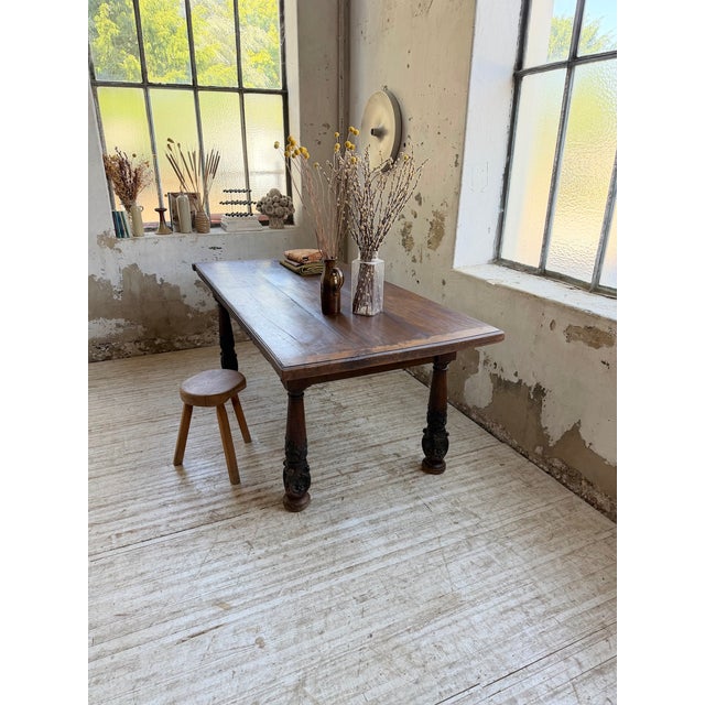 Antique Castle Table in Carved Oak, 1890s For Sale - Image 4 of 18