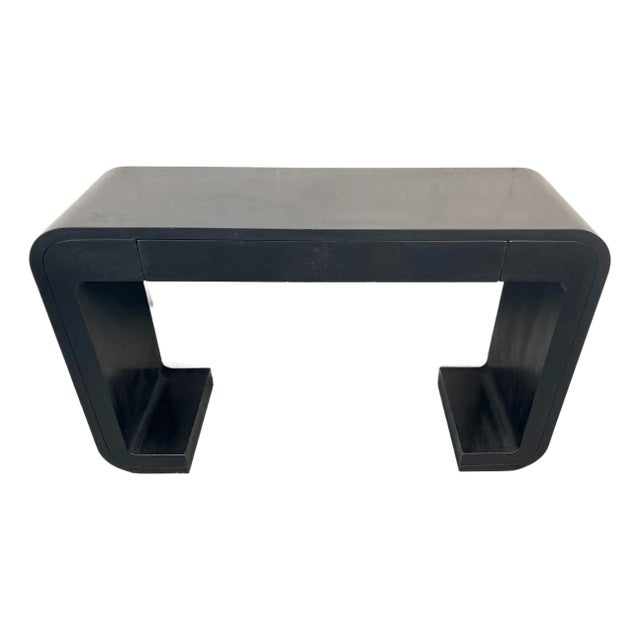 Late 20th Century Mid-Century Modern Black Console Table With Drawer For Sale