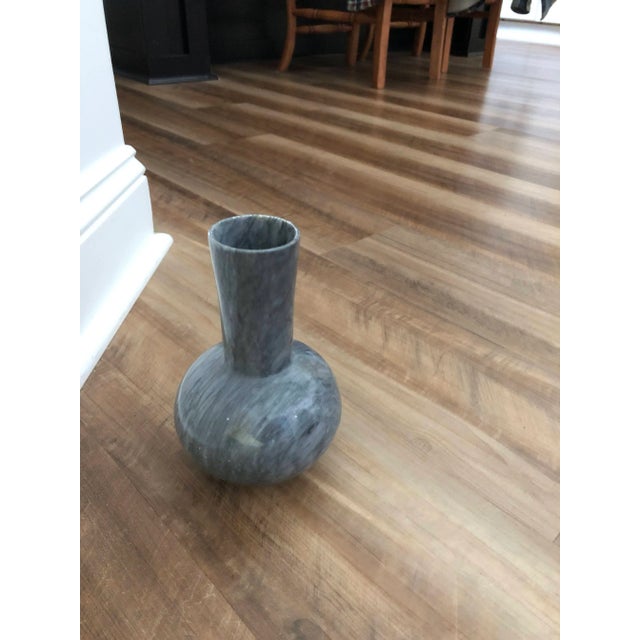 Beautiful two-tone grey marble vase. Solid, heavy weight feel with dark and light grey swirls. Bottleneck top with round...
