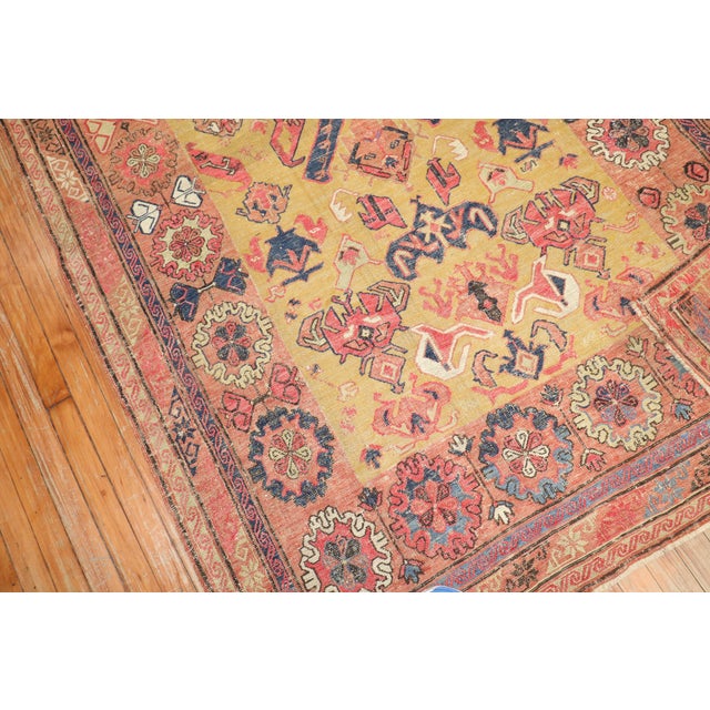 Zabihi Collection 19th Century Gold Persian Soumac Flatweave - 5'7" x 8'3" For Sale - Image 9 of 11