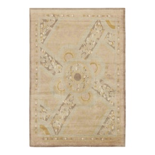 Rug & Kilim's Plush Art Deco Style Rug in Mohair With Floral Designs in Beige For Sale