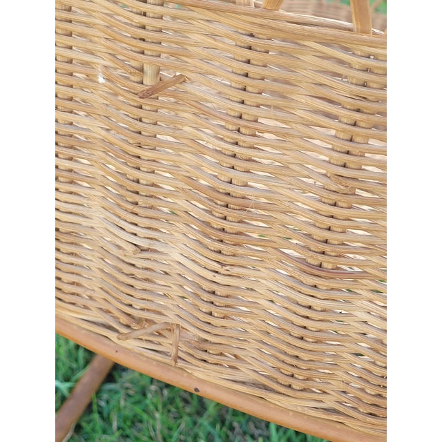Mid 20th Century Boho Chic Wicker & Rattan Sleigh-Style Rocking Bassinet For Sale In Mobile - Image 6 of 11