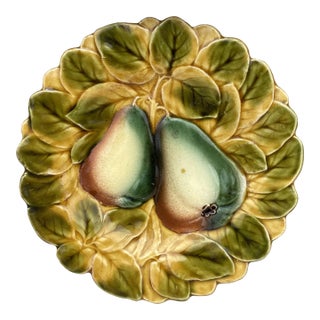 Majolica Pear Plate Sarreguemines, Circa 1920 For Sale