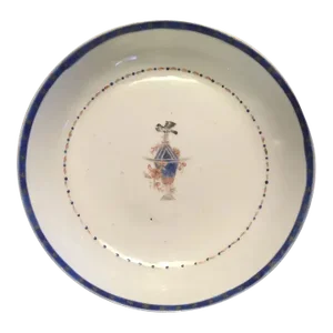 1800 Chinese Export Porcelain Saucer Dish with Crest for the American Federal Market