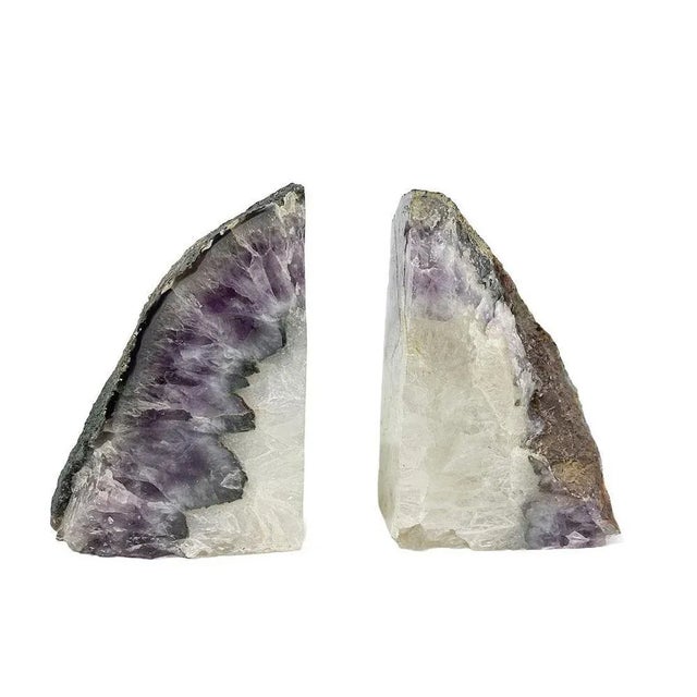 Amethyst large bookends, 1970s. Amethyst is a gemstone. These Amethyst bookends are created from an Amethyst geode. It has...