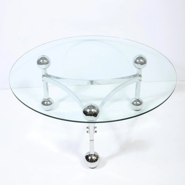 Mid-Century Modern Polished Chrome & Glass Cocktail with Spherical Detailing For Sale - Image 11 of 13