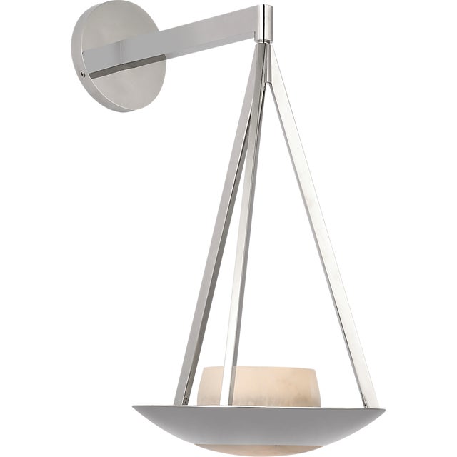 2020s Barbara Barry for Visual Comfort Signature Divina 19" Floating Bowl Sconce in Polished Nickel with Alabaster For Sale - Image 5 of 12