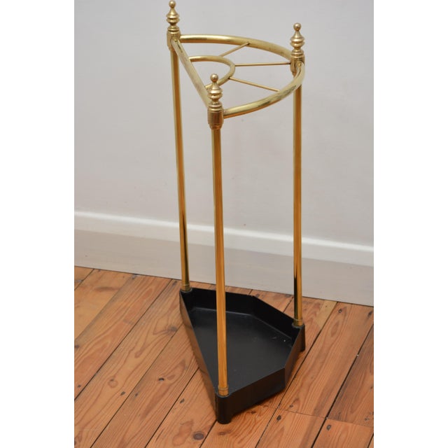 Vintage Demi Lune Umbrella Stand in Brass, 1940 For Sale - Image 3 of 11