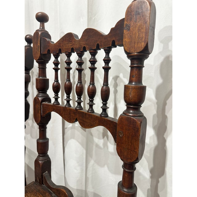 Set of 4 Early 19th Century Provincial Walnut Baroque Dining Chairs For Sale - Image 10 of 11