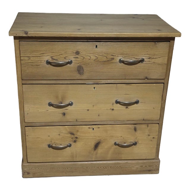 Antique Pine Three Drawers - Chest of Drawers From England For Sale