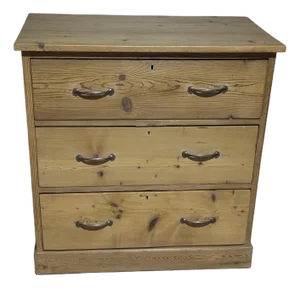 Antique Pine Three Drawers - Chest of Drawers From England
