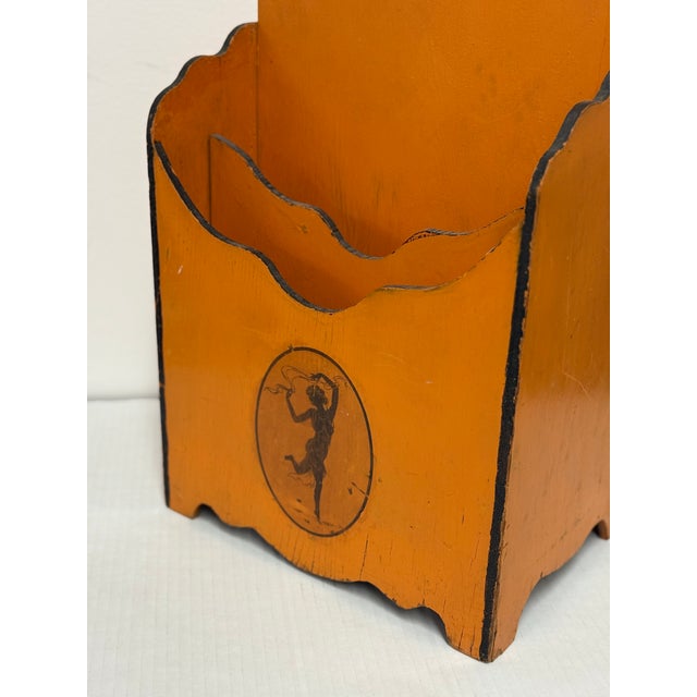 1970s Aged Vintage Magazine Holder With Greek Inspired Motif For Sale - Image 9 of 12