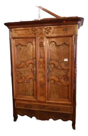 Late 19th Century French Carved Walnut Armoire With Burl Panels