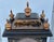 Wood Vtg. Reproductive Chinoiserie Battery Operated Mantel Clock W/Removable Finials For Sale - Image 7 of 14