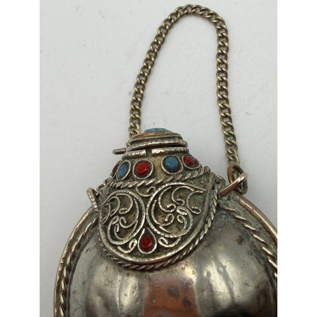 Asian Vintage Silver Decorative Snuff Bottle For Sale - Image 3 of 6