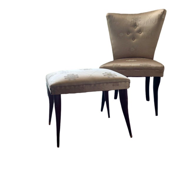 Black Set of Armchair and Footstool attributed to Guglielmo Ulrich, 1950s For Sale - Image 8 of 8