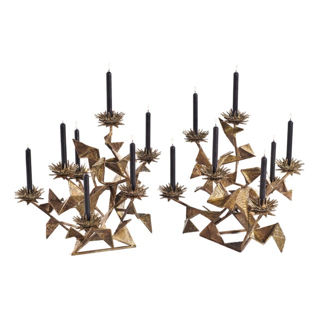 Seven Thistle Candleholders by Hubert Le Gall, Set of 2 For Sale