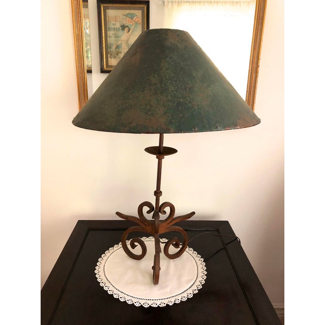HandCrafted Wrought Iron Table Lamp With Punched Copper Shade Chairish