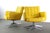 A gorgeous swivelling set of lounge chairs by the rare designer Cafiero for Knoll with tufted yellow upholstery on a five-...