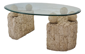 Mactan Stone Coffee or Fossil Stone Table by Magnussen Ponte, 1980s