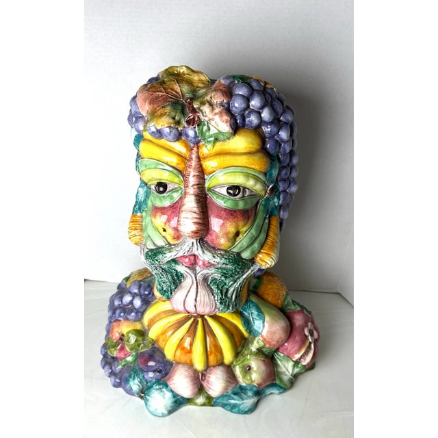 Ceramic 1980s Italian Glazed Pottery After Giuseppe Arcimoldo Bust For Sale - Image 7 of 8