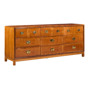 Hickory Manufacturing Mid Century Walnut and Brass Campaign Dresser