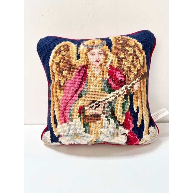 Vintage Christmas Angel Needlepoint Pillows – Set of 2 For Sale - Image 10 of 12
