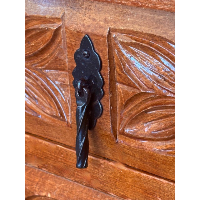 19th Century Catalan Spanish Carved Walnut Console Sofa Table, Four Drawers For Sale - Image 12 of 18